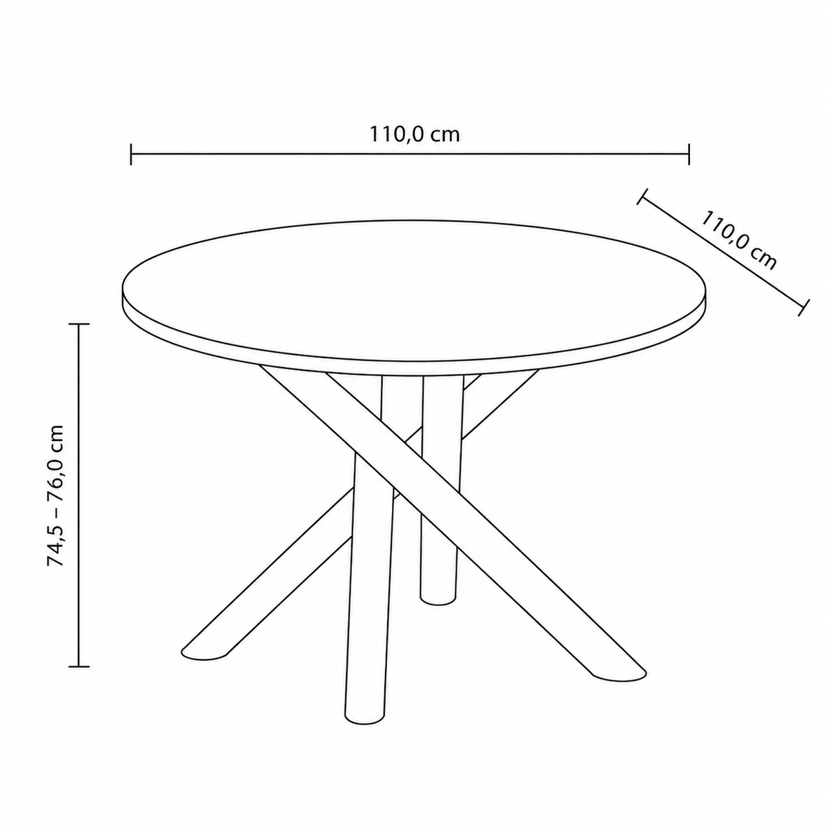 Stół Okrągły OSLO 110cm Jesion Portland – Nowoczesny Stół dla 4 Osób