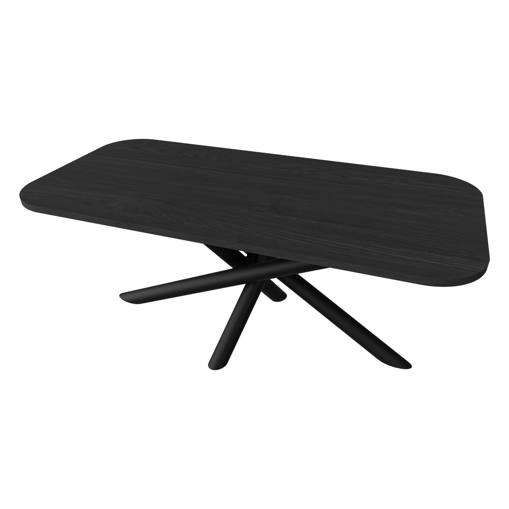 Stół OSLO 185×90cm Jesion Portland – Zaokrąglony Blat, Czarna Metalowa Podstawa