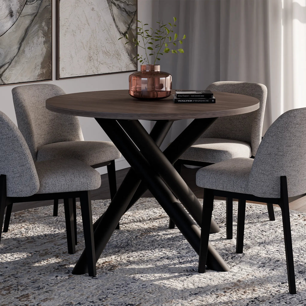 Stół Okrągły OSLO 110cm Orzech Wisconsin – Nowoczesny Stół dla 4 Osób Milo Furniture