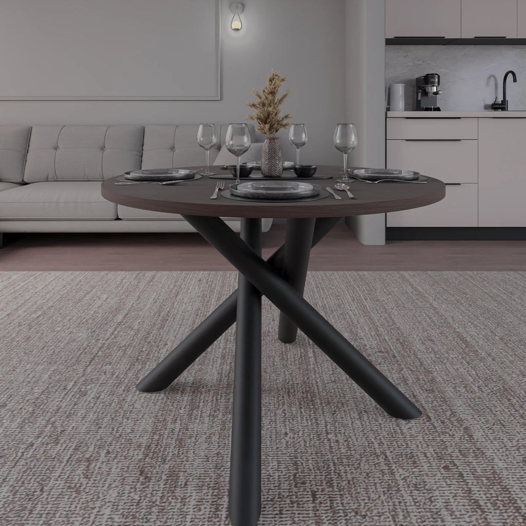 Stół Okrągły OSLO 110cm Orzech Wisconsin – Nowoczesny Stół dla 4 Osób Milo Furniture