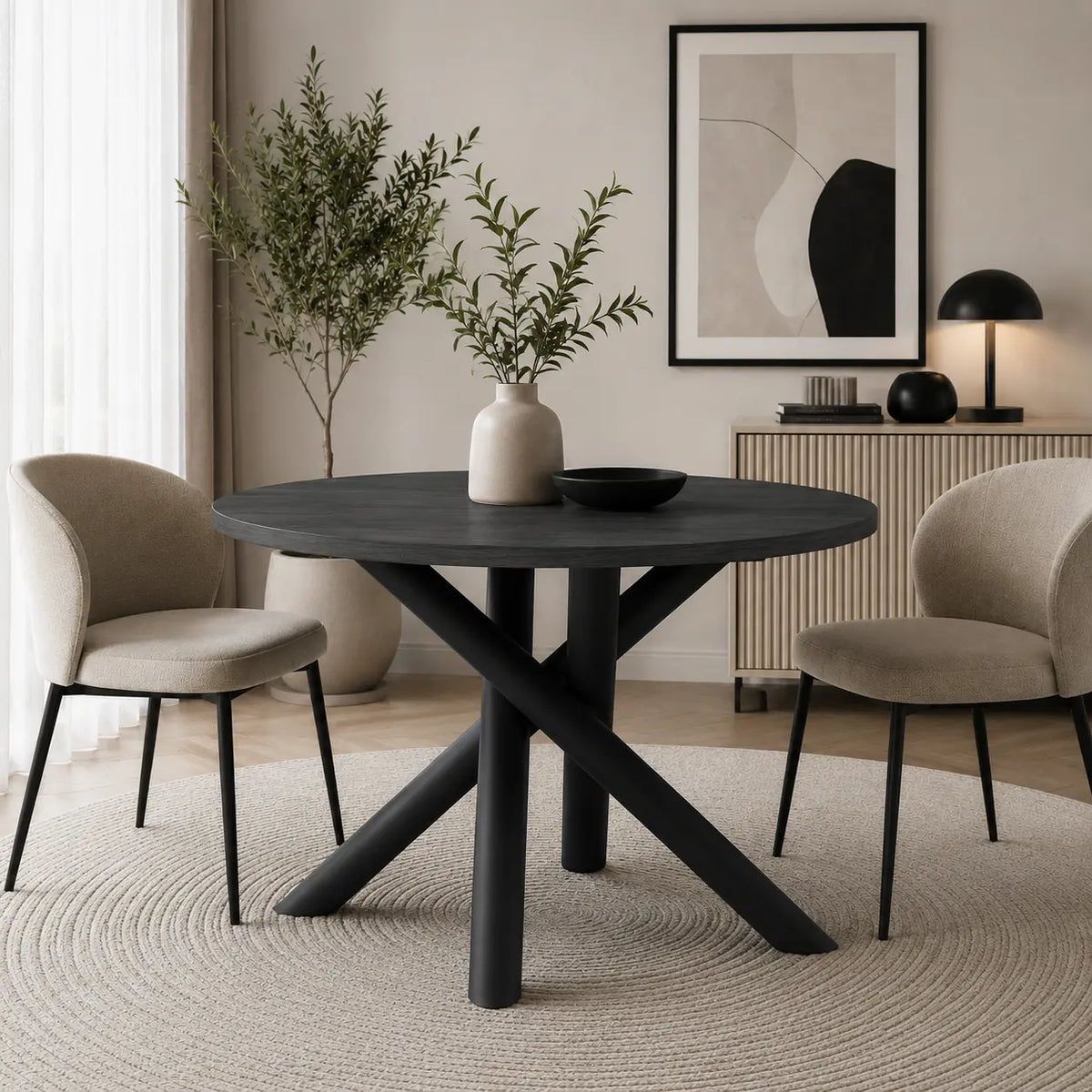 Stół Okrągły OSLO 110cm Jesion Portland – Nowoczesny Stół dla 4 Osób Milo Furniture