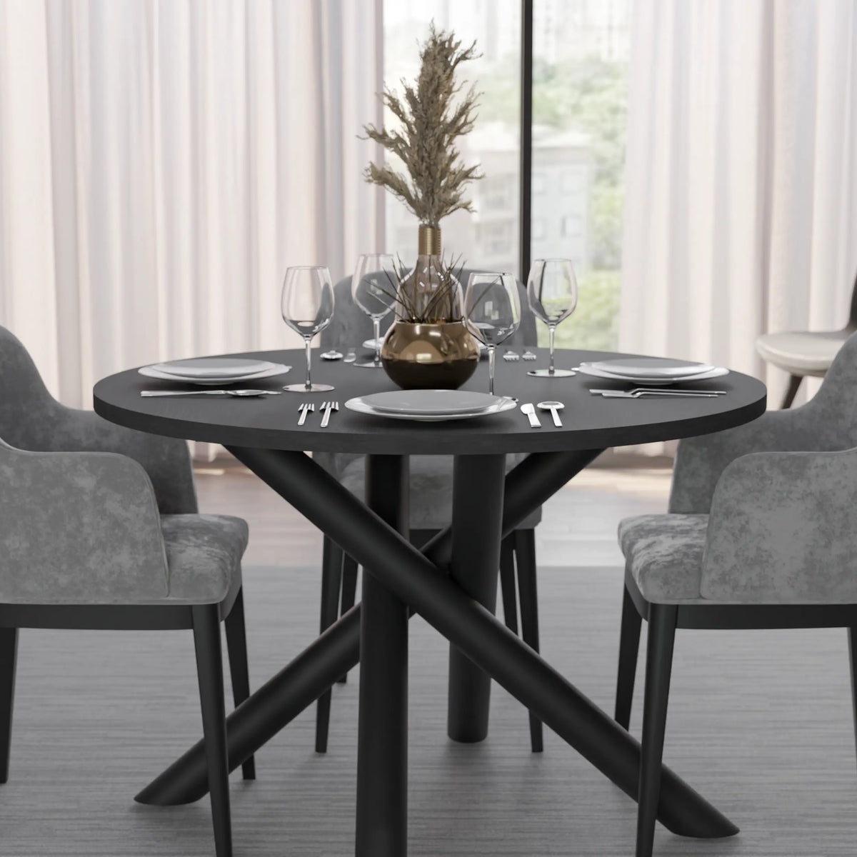 Stół Okrągły OSLO 110cm Jesion Portland – Nowoczesny Stół dla 4 Osób Milo Furniture