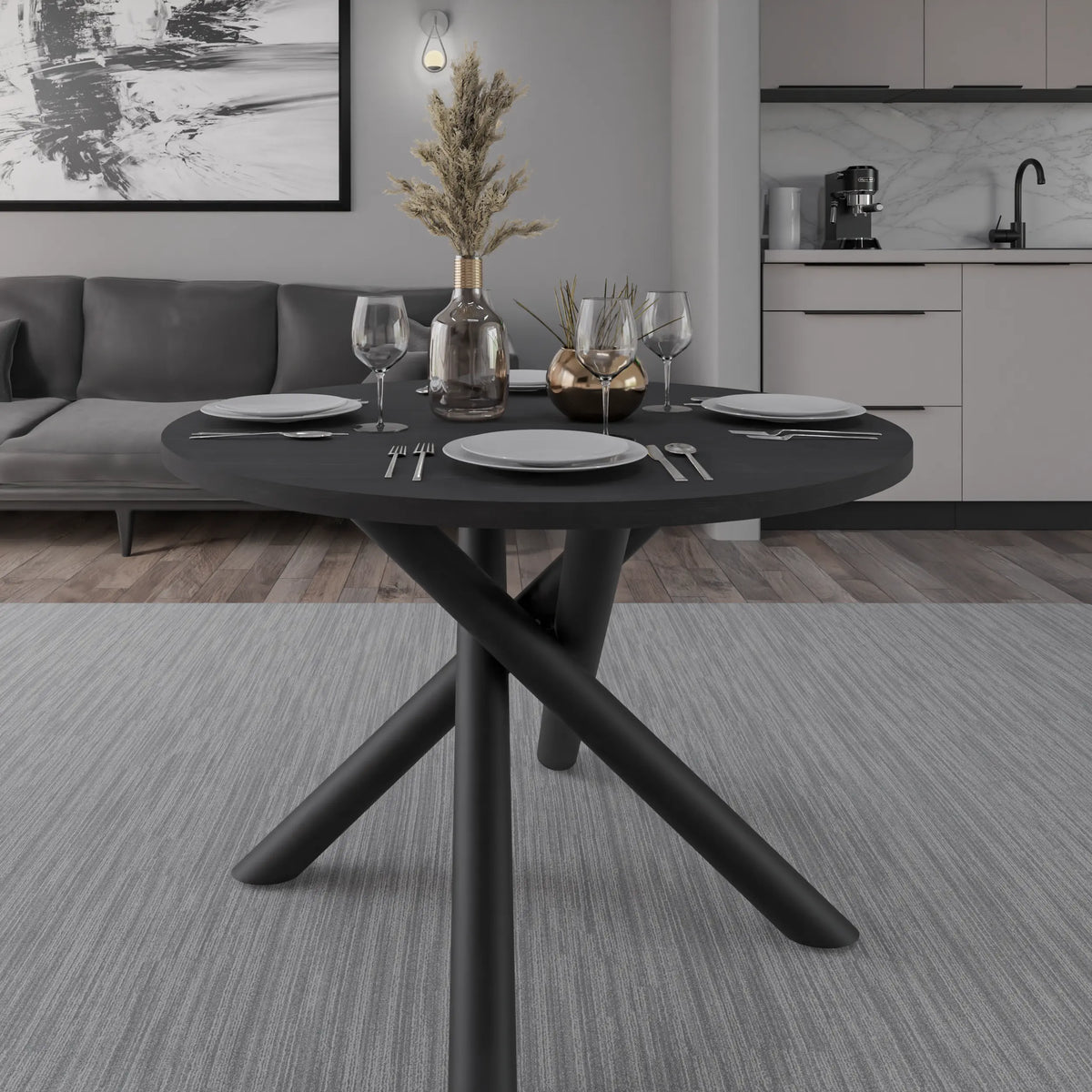 Stół Okrągły OSLO 110cm Jesion Portland – Nowoczesny Stół dla 4 Osób Milo Furniture