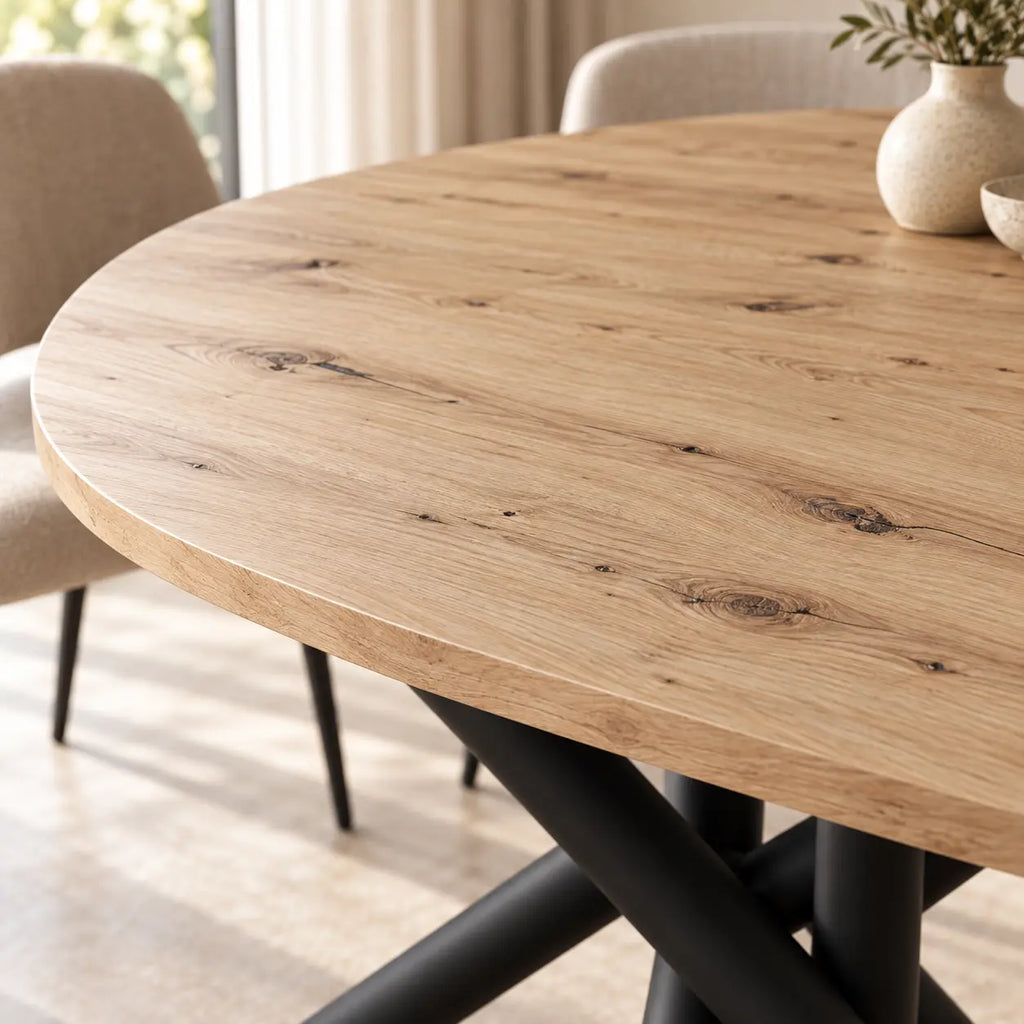 Stół OSLO Owalny 138×100cm Dąb Artisan – Czarna Metalowa Podstawa Milo Furniture