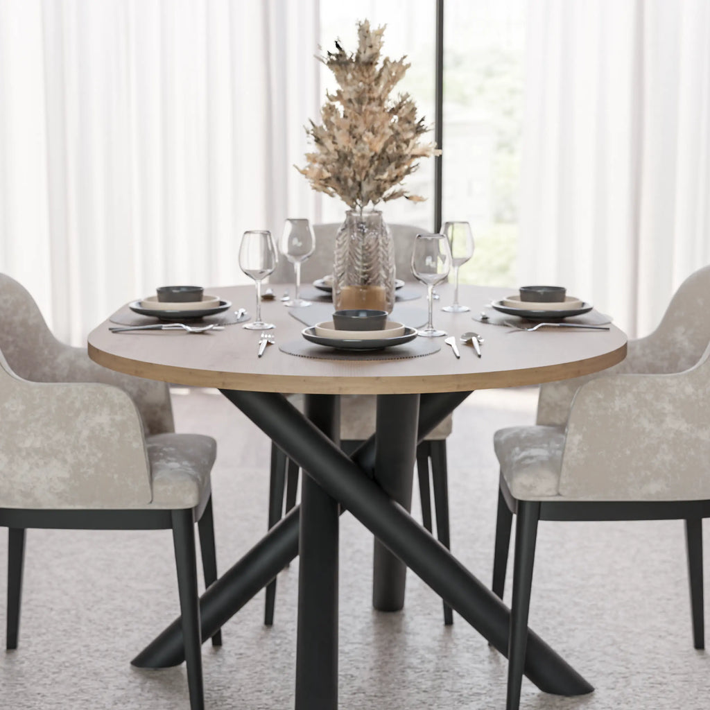 Stół OSLO Owalny 138×100cm Dąb Artisan – Czarna Metalowa Podstawa Milo Furniture