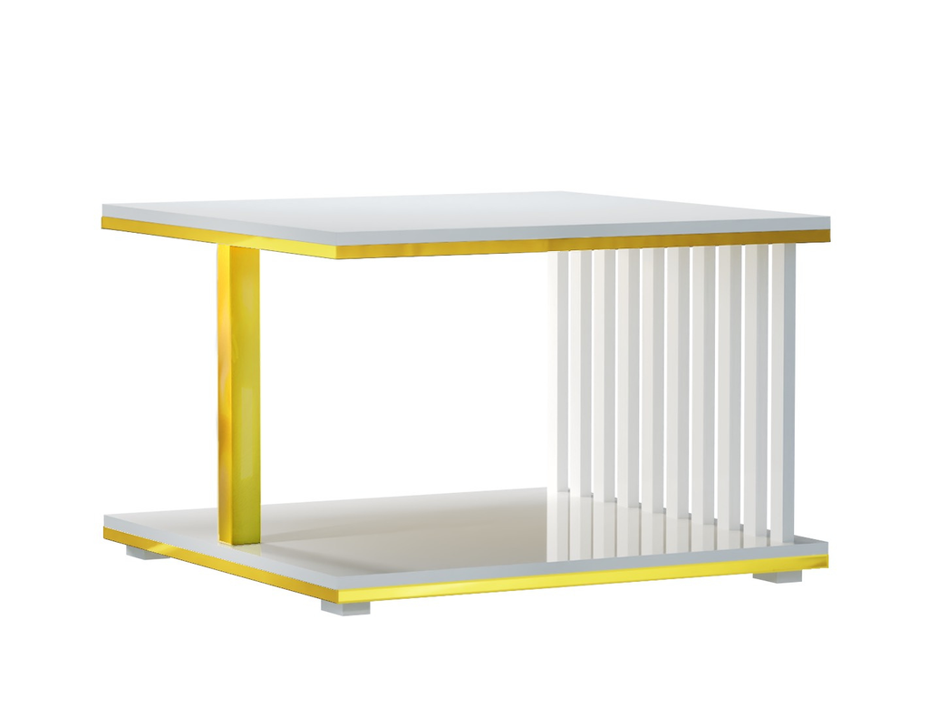 Stolik Kawowy Aureum Blanc Biały/Złoto 60x60 w eleganckim duecie