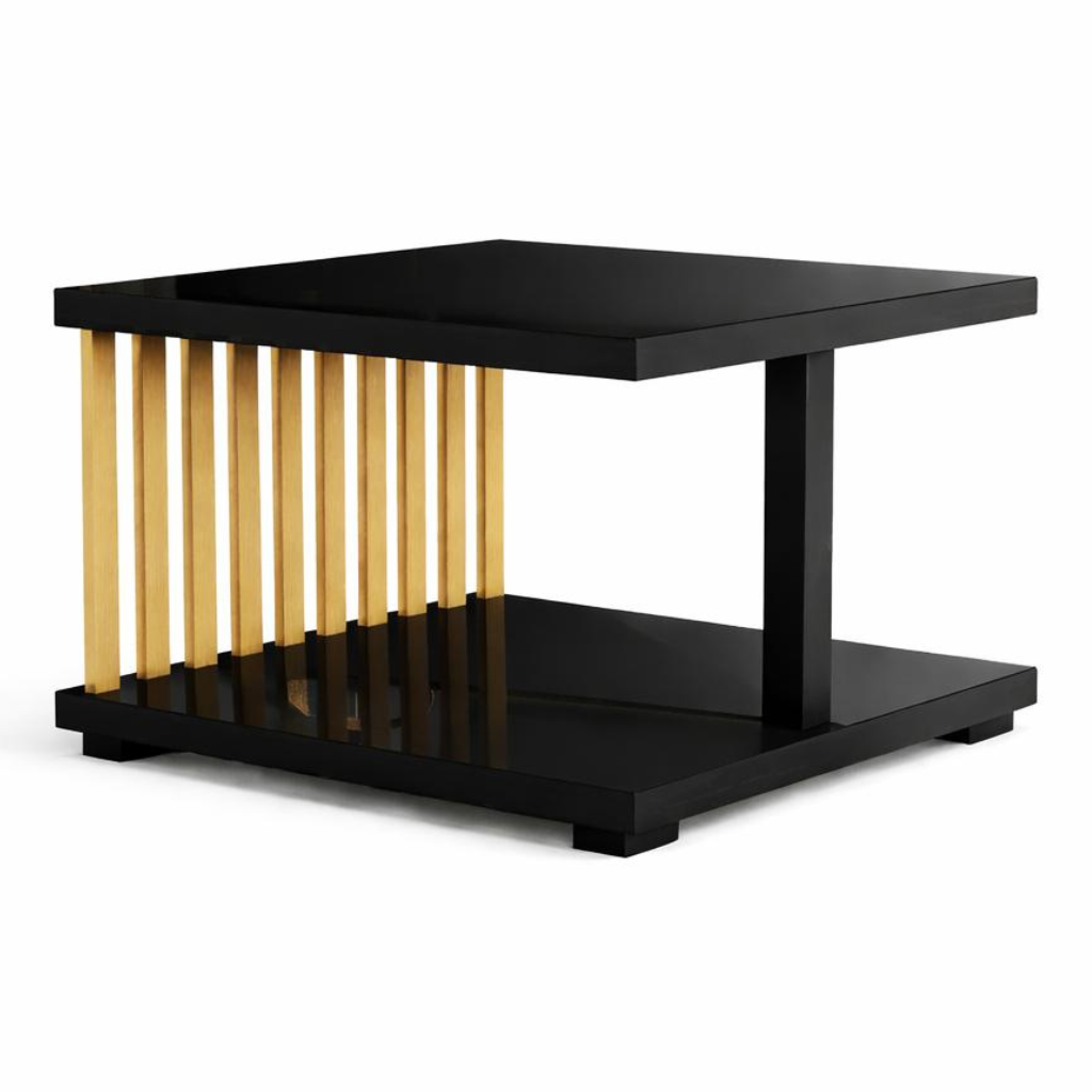 Stolik Kawowy Noctis Aurum Czarny Połysk/Złoto 60x60 - elegancja w najlepszym wydaniu