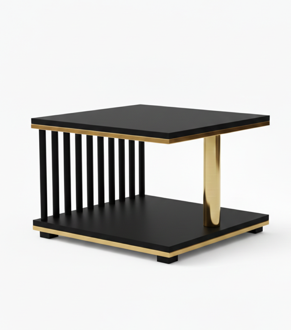 Stolik Kawowy Czarno Złoty 60×60 Imperial Noir