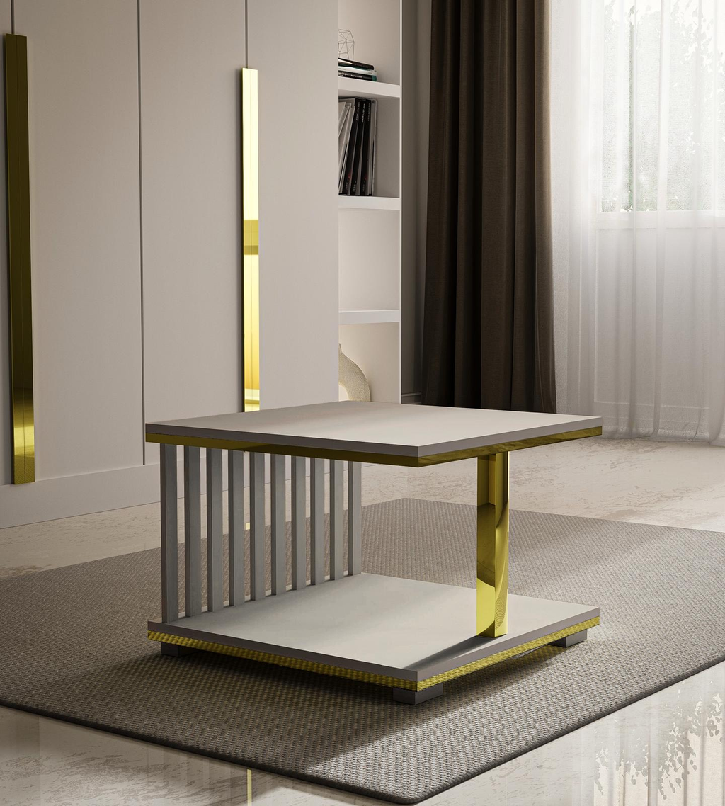 Stolik Kawowy Kaszmir/Złoto 60x60 - elegancja, która się wyróżnia