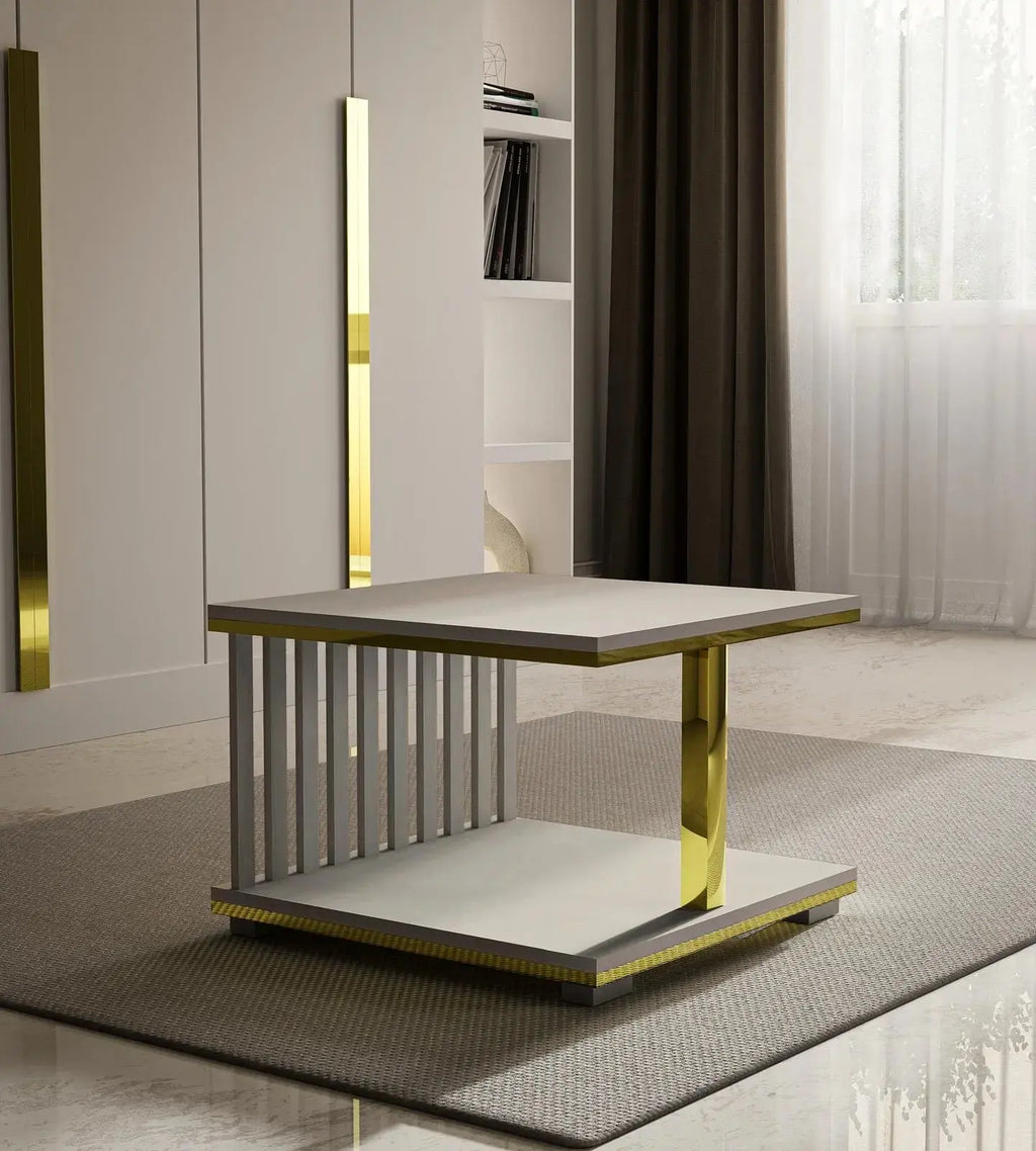 Stolik Kawowy 60x60 Kaszmir / Złoty – Ława Glamour do Salonu Kashmir Milo Furniture