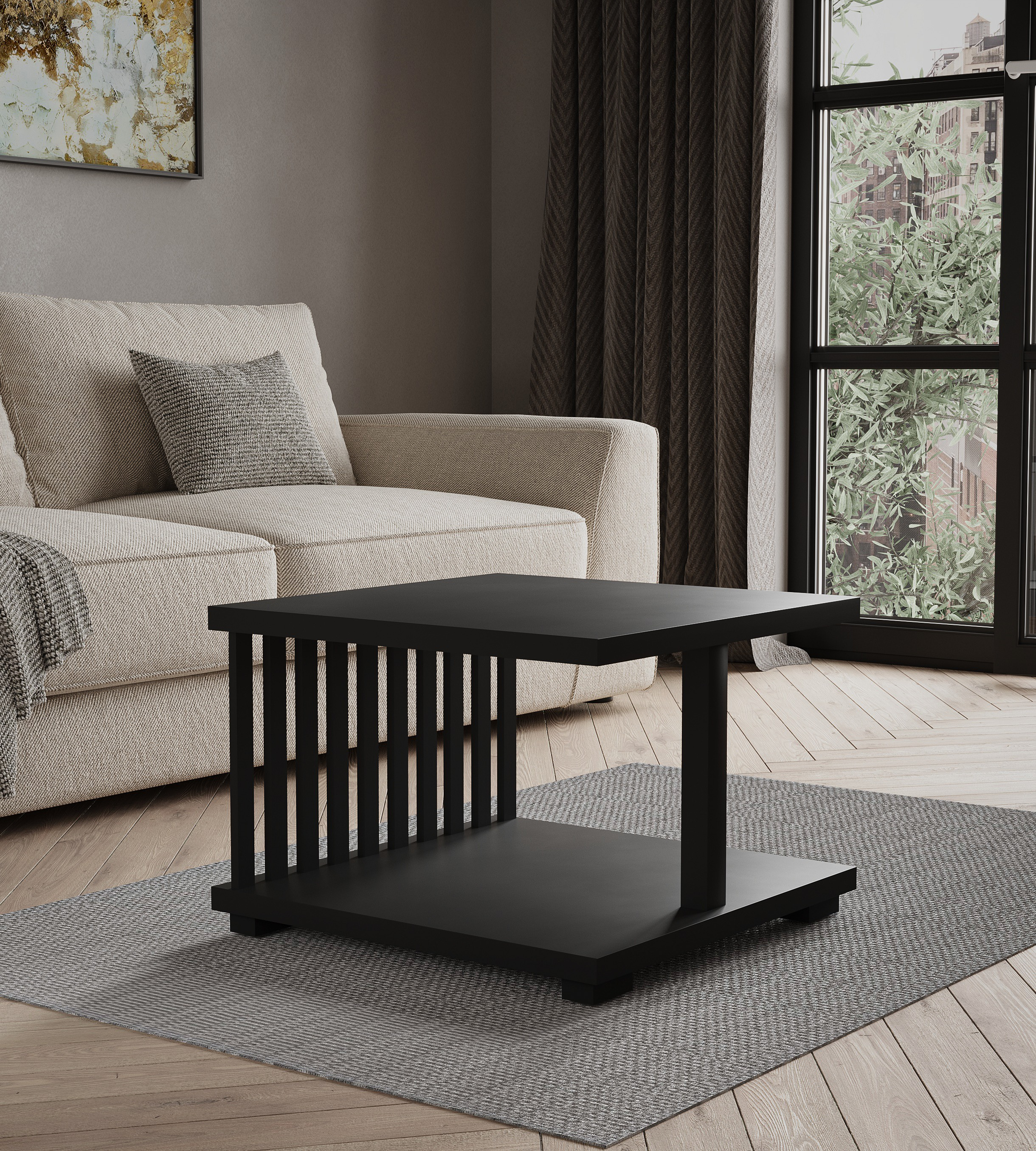 Stolik Kawowy Onyx Noir Czarny 60x60 – elegancja w matowej czerni