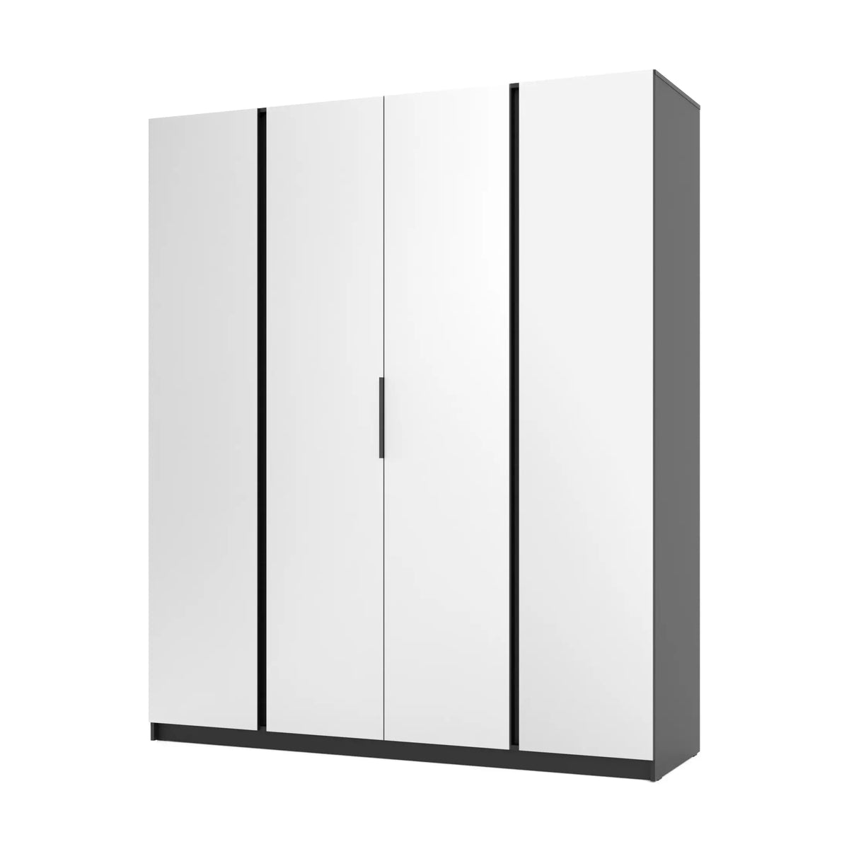 Szafa MILLA 200cm Czarna z 4 Lustrami – Nowoczesna Szafa do Sypialni Milo Furniture