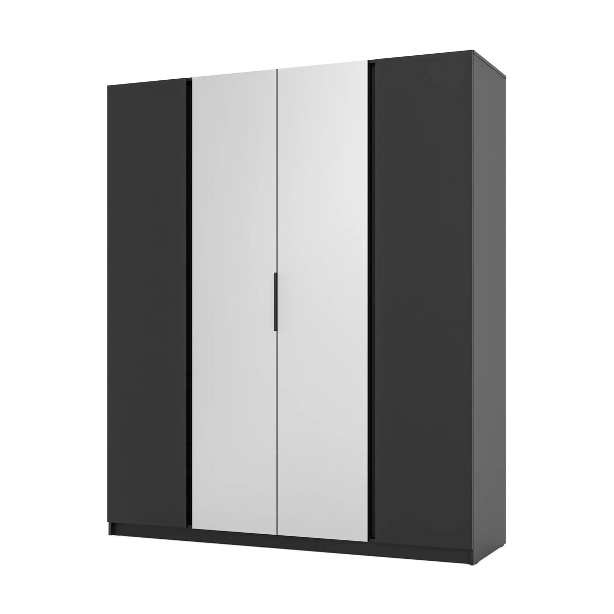 Szafa MILLA 200cm Czarna z 2 Lustrami – 4 Drzwi, 11 Półek Milo Furniture