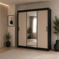 Szafa Przesuwna 180cm z Lustrem Kaszmir/Czarna - Nowoczesna Milo Furniture