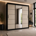 Szafa Przesuwna 180cm z Lustrem Kaszmir/Czarna - TIO Milo Furniture