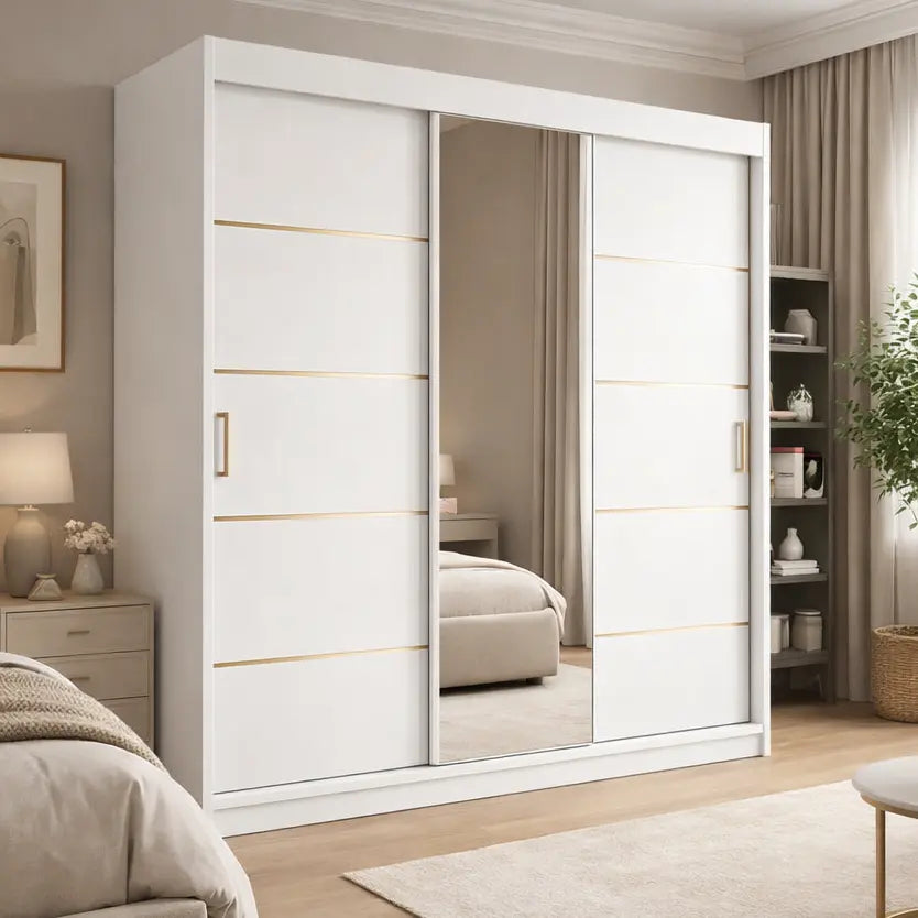 Szafa Przesuwna z lustrem 180cm Biała Garderoba Milo Furniture