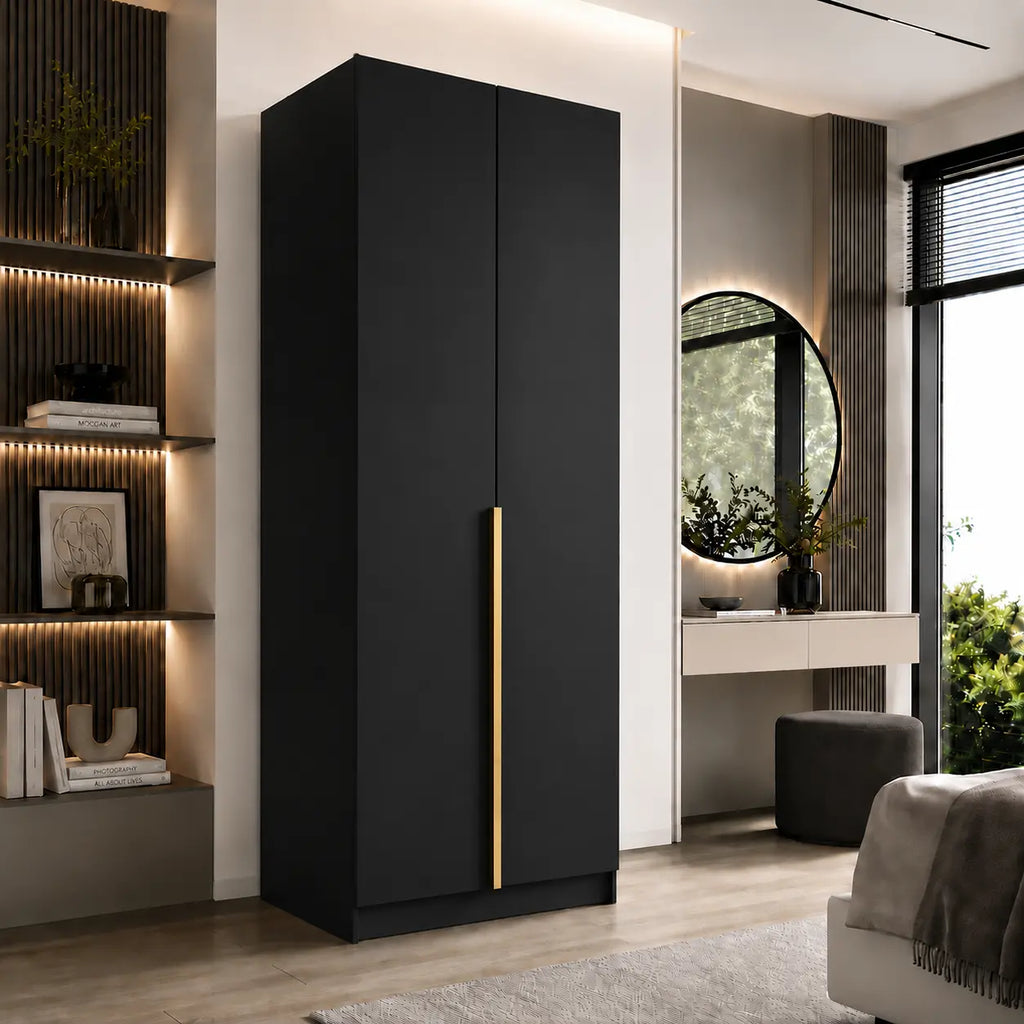 Szafa Uchylna 100cm Czarna MONA – Nowoczesna Kompaktowa Garderoba Milo Furniture