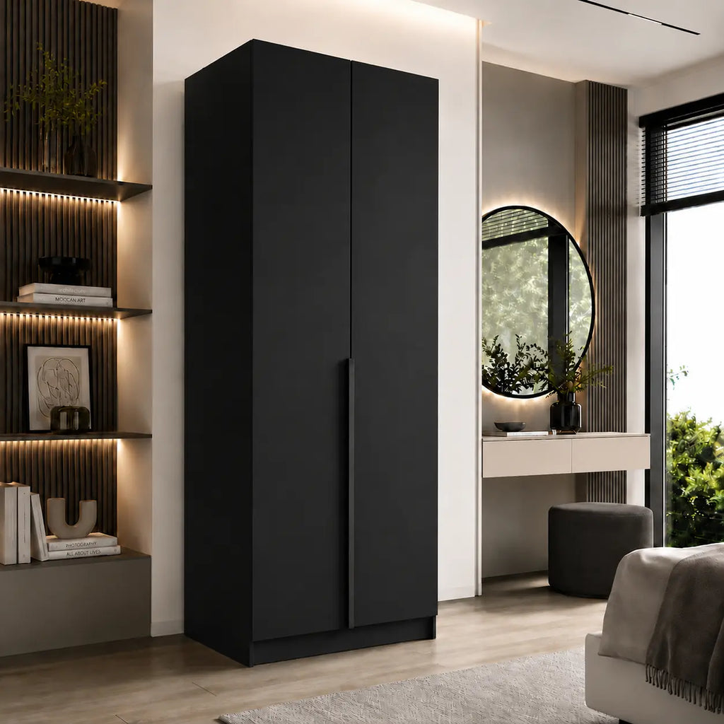Szafa Uchylna 100cm Czarna MONA – Nowoczesna Kompaktowa Garderoba Milo Furniture