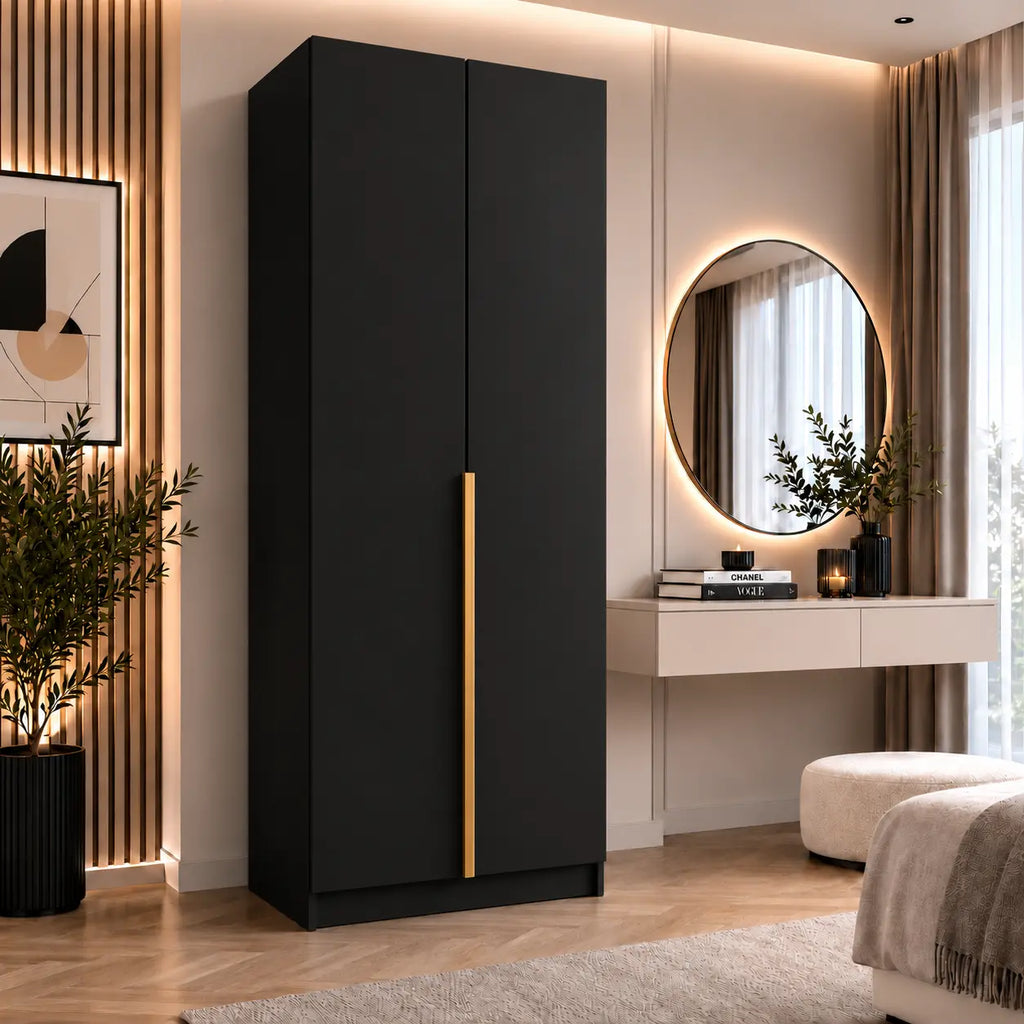 Szafa Uchylna 100cm Czarna MONA – Nowoczesna Kompaktowa Garderoba Milo Furniture