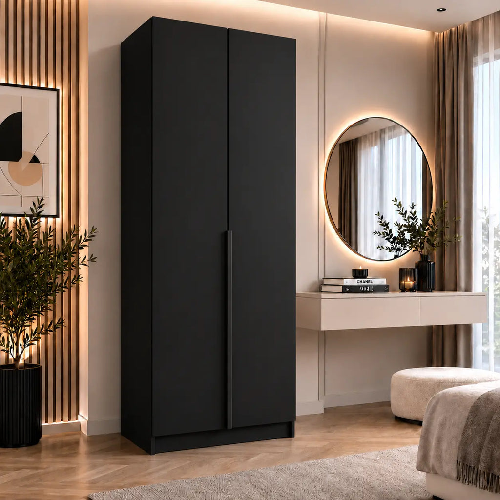Szafa Uchylna 100cm Czarna MONA – Nowoczesna Kompaktowa Garderoba Milo Furniture