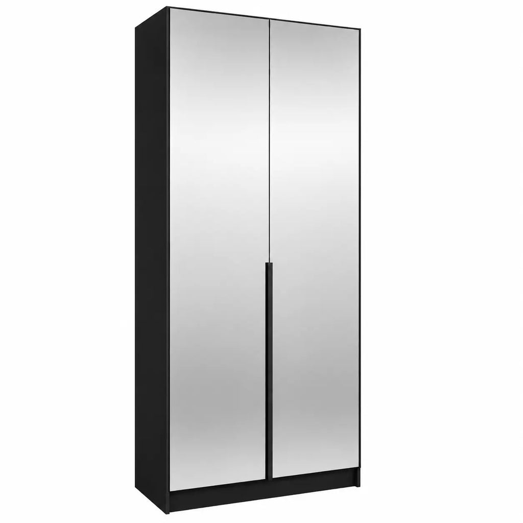 Szafa Uchylna 100cm z Lustrem Czarna MONA – Nowoczesna Garderoba Milo Furniture