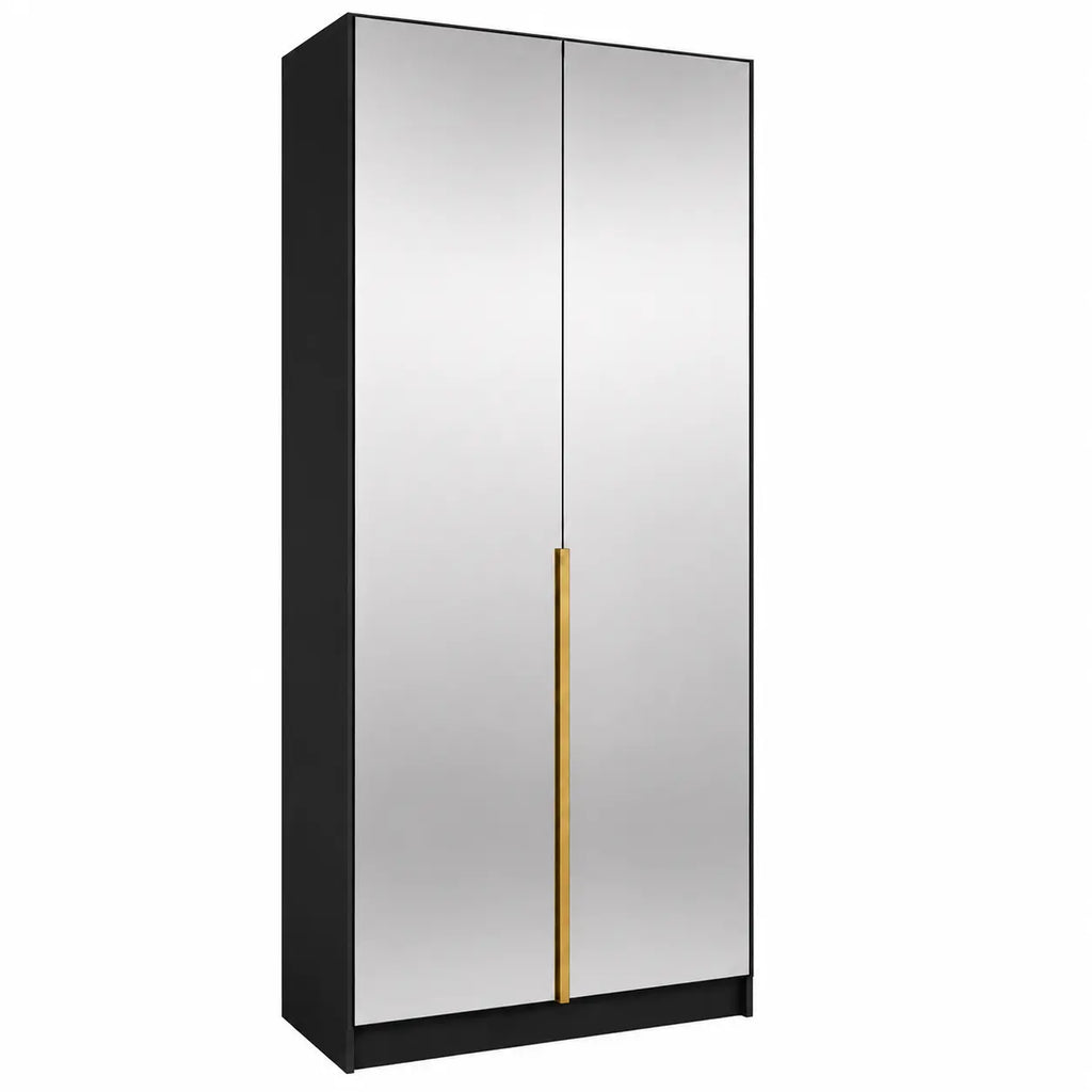 Szafa Uchylna 100cm z Lustrem Czarna MONA – Nowoczesna Garderoba Milo Furniture