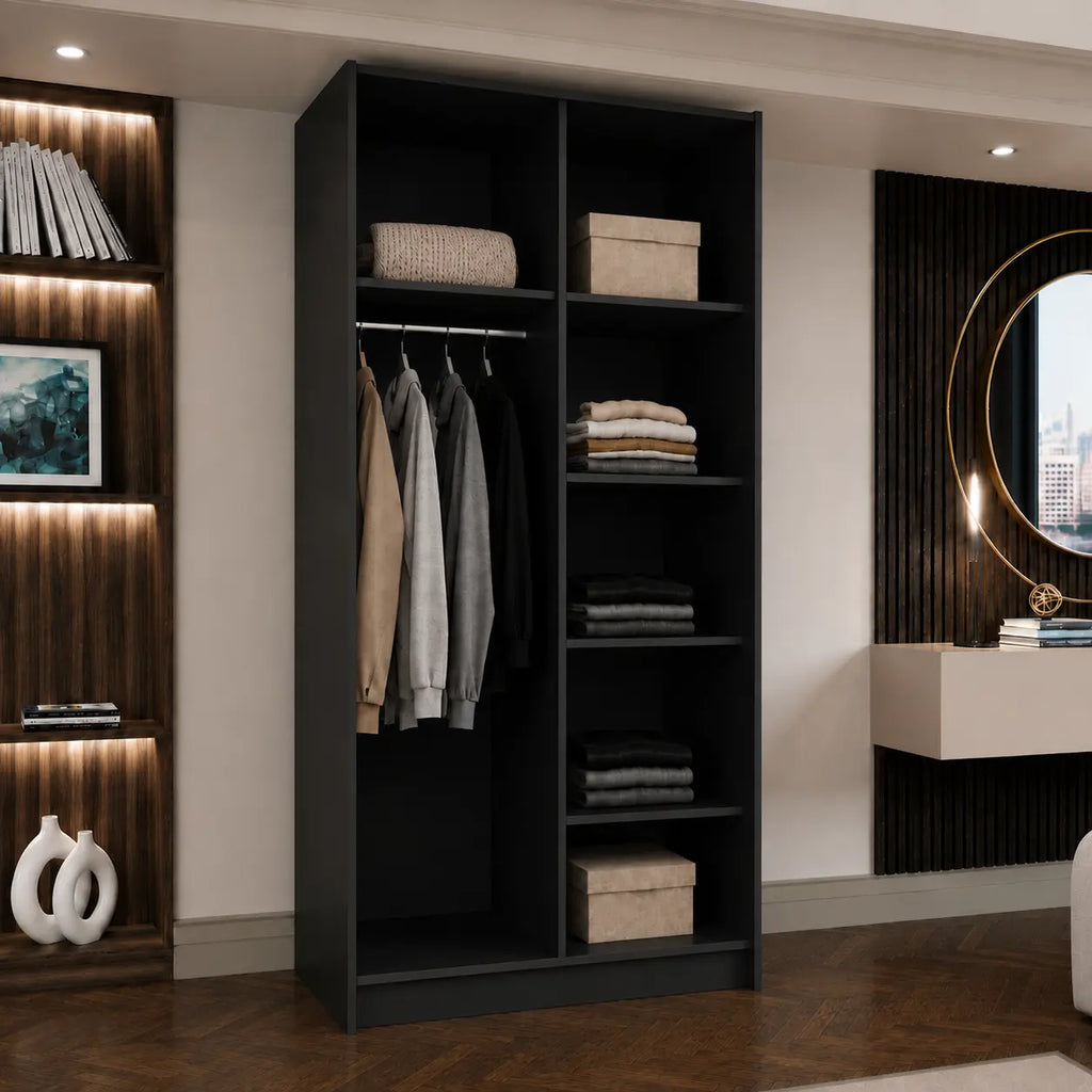 Szafa Uchylna 100cm Czarna MONA – Nowoczesna Kompaktowa Garderoba Milo Furniture