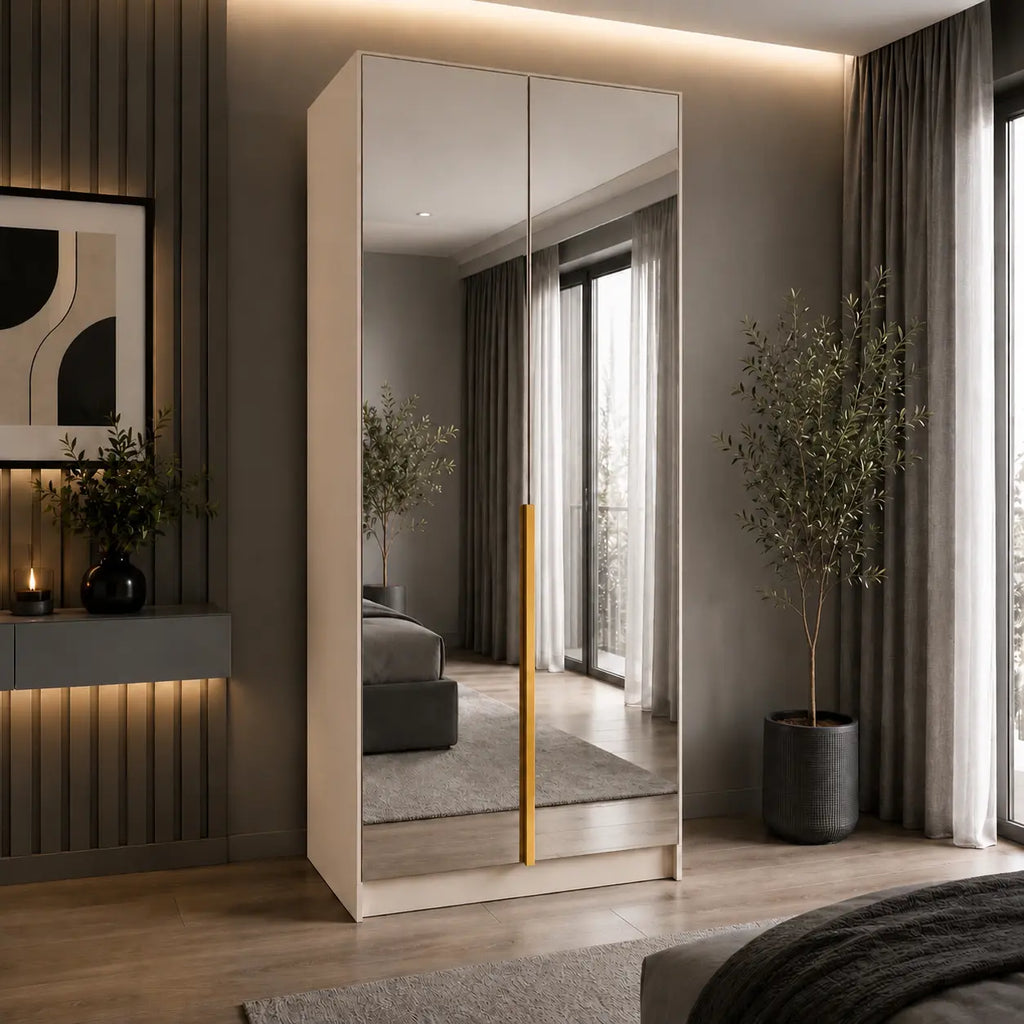 Szafa Uchylna 100cm z Lustrem Biała – Nowoczesna Kompaktowa Garderoba Milo Furniture
