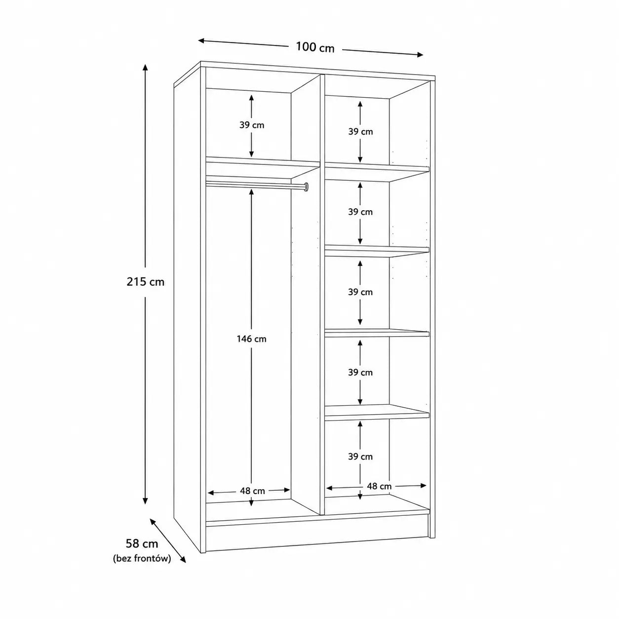 Szafa Uchylna 100cm Biała – Nowoczesna Kompaktowa Garderoba Milo Furniture