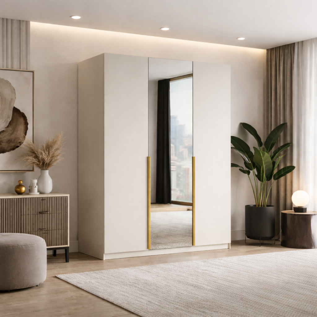 Szafa Uchylna 150cm Kaszmir z Lustrem – Garderoba Milo Furniture