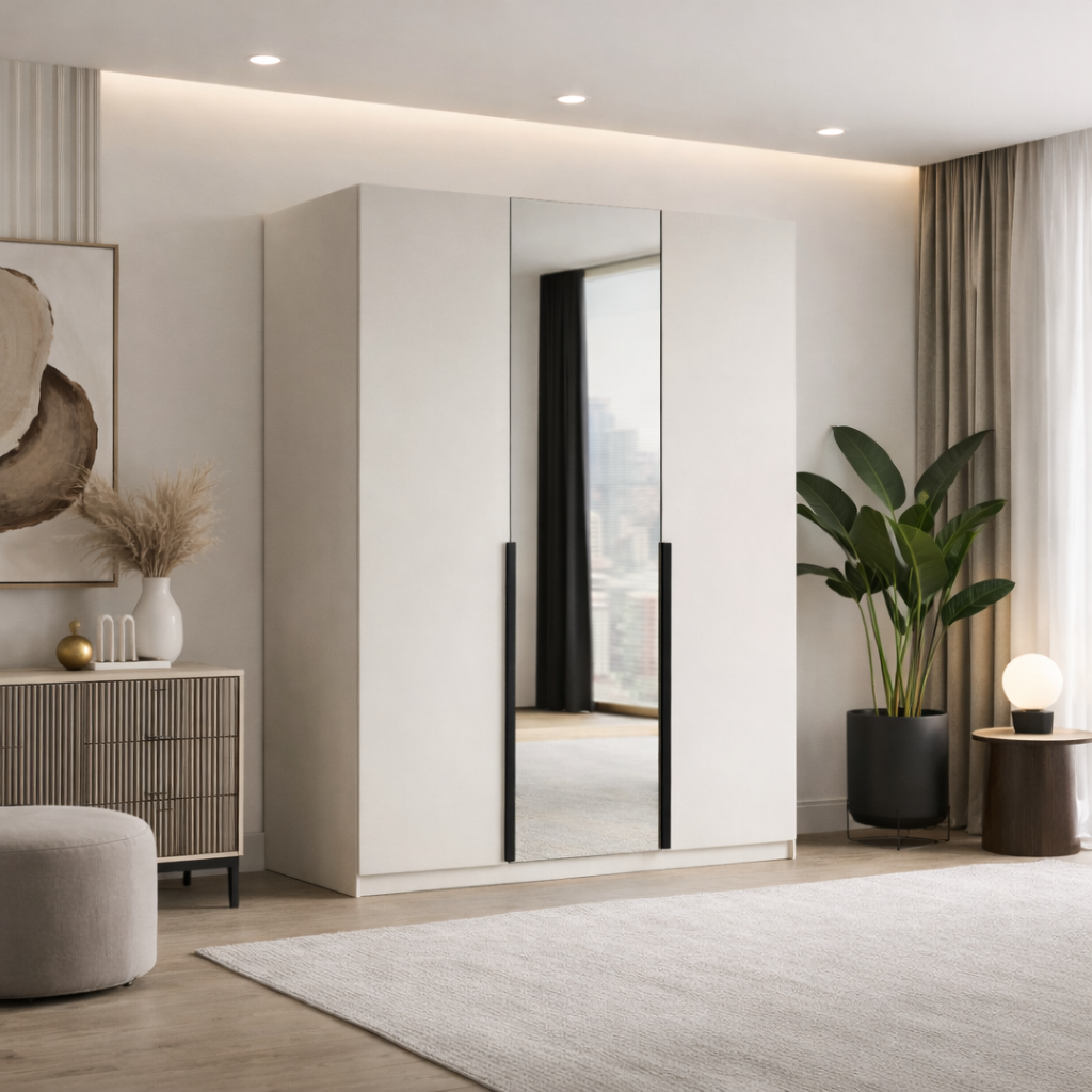 Szafa Uchylna 150cm Kaszmir z Lustrem – Garderoba Milo Furniture