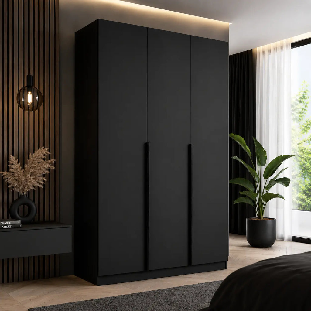 Szafa Uchylna 150cm Czarna MONA – Nowoczesna Szafa do Sypialni Milo Furniture