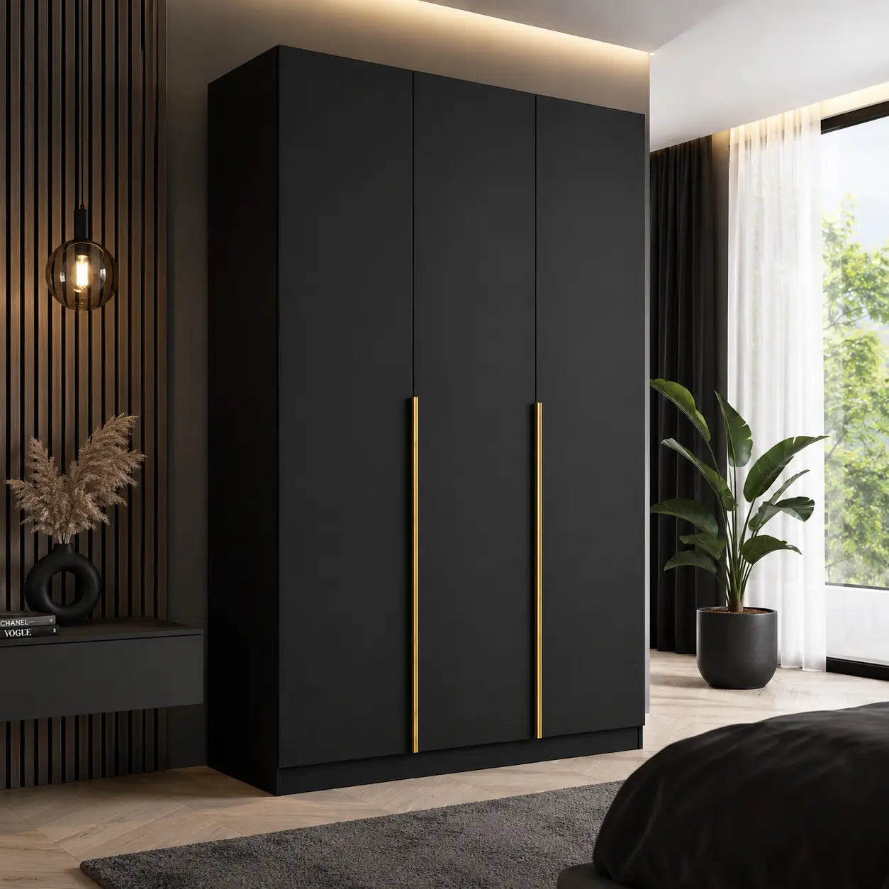 Szafa Uchylna 150cm Czarna MONA – Nowoczesna Szafa do Sypialni Milo Furniture