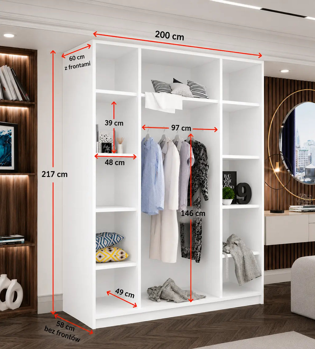 Szafa Uchylna 200cm 4-drzwiowa Biała Ze Złotymi Uchwytami TIZA Milo Furniture