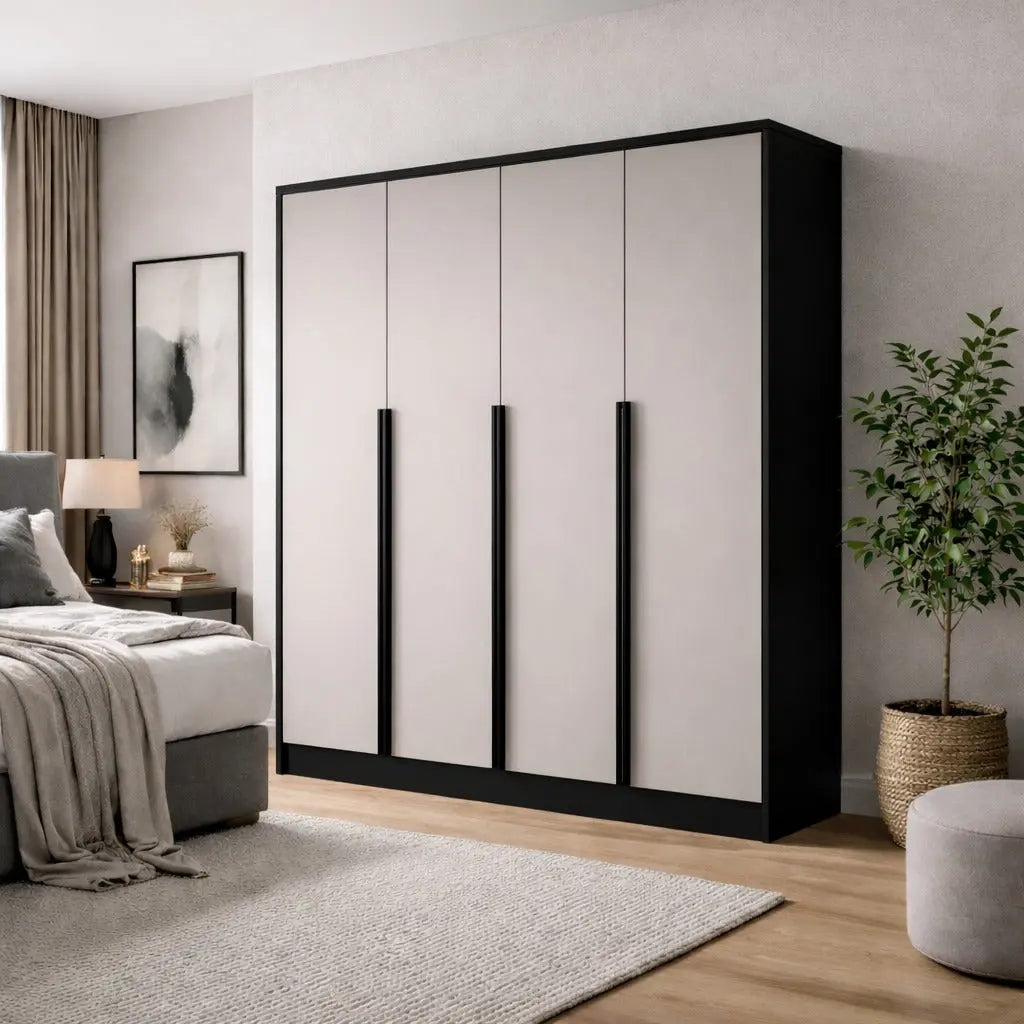 Szafa Uchylna Kaszmir/Czarna 200cm TIZA Duża Garderoba Milo Furniture