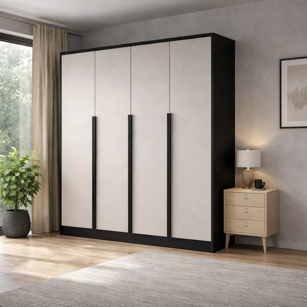 Szafa Uchylna Kaszmir/Czarna 200cm TIZA Duża Garderoba Milo Furniture
