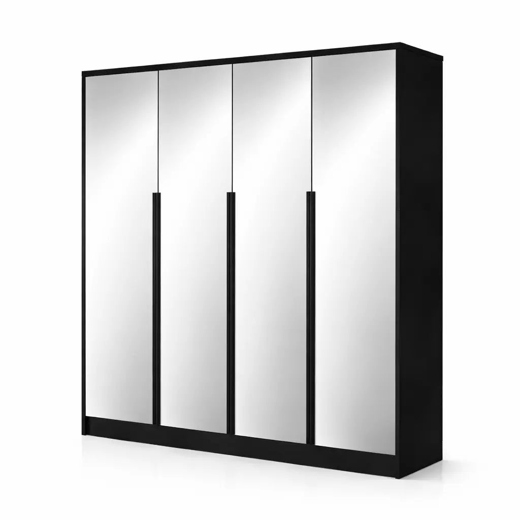 Szafa Uchylna z Lustrami Kaszmir/Czarna 200cm TIZA Duża Garderoba Milo Furniture