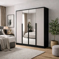 Szafa Uchylna z Lustrem Kaszmir/Czarna 200cm TIZA Duża Garderoba Milo Furniture