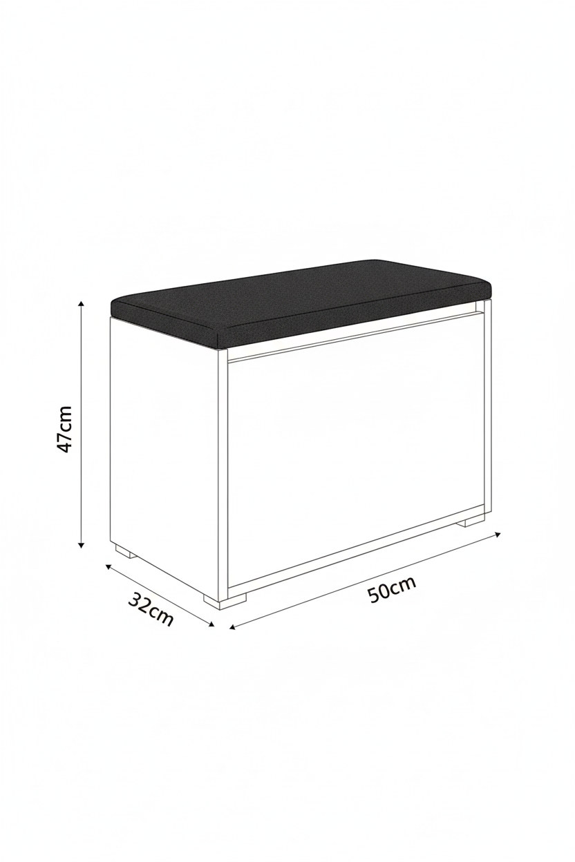 Biała szafka na buty z siedziskiem i schowkiem do przedpokoju Lumo