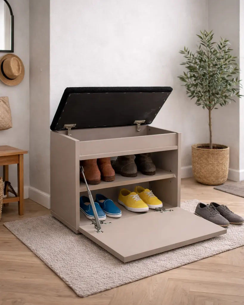 Szafka na buty z siedziskiem i schowkiem Kaszmir do przedpokoju Lumo Milo Furniture