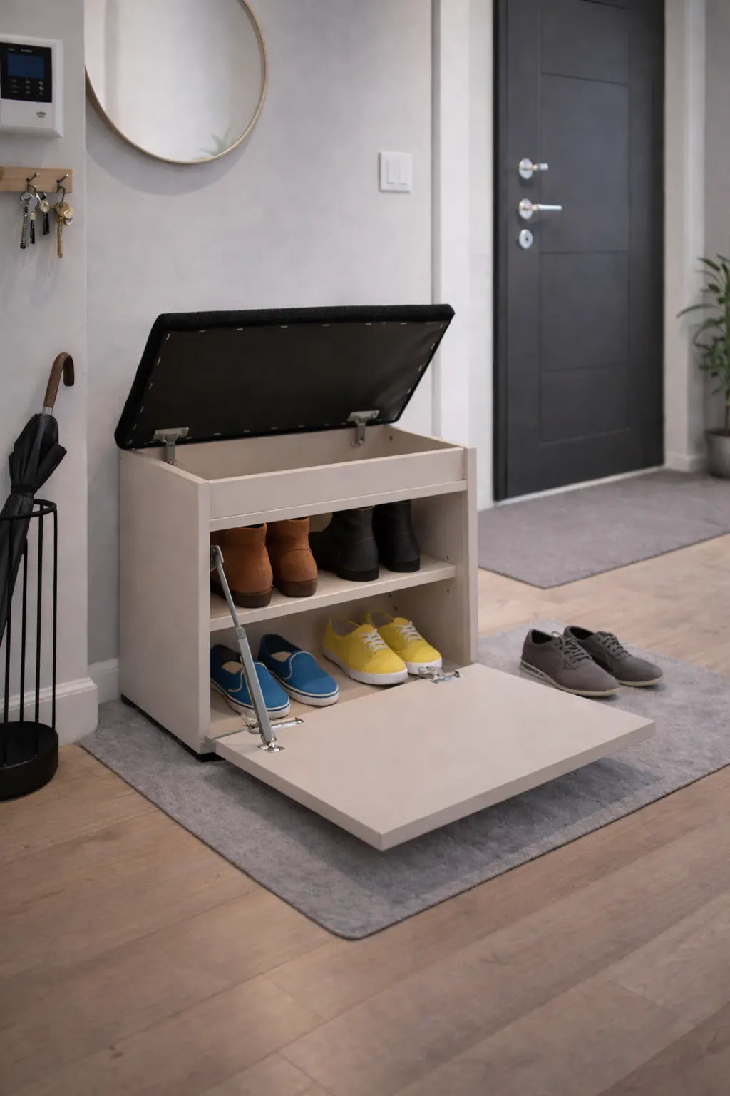 Szafka na buty z siedziskiem i schowkiem Kaszmir do przedpokoju Lumo Milo Furniture