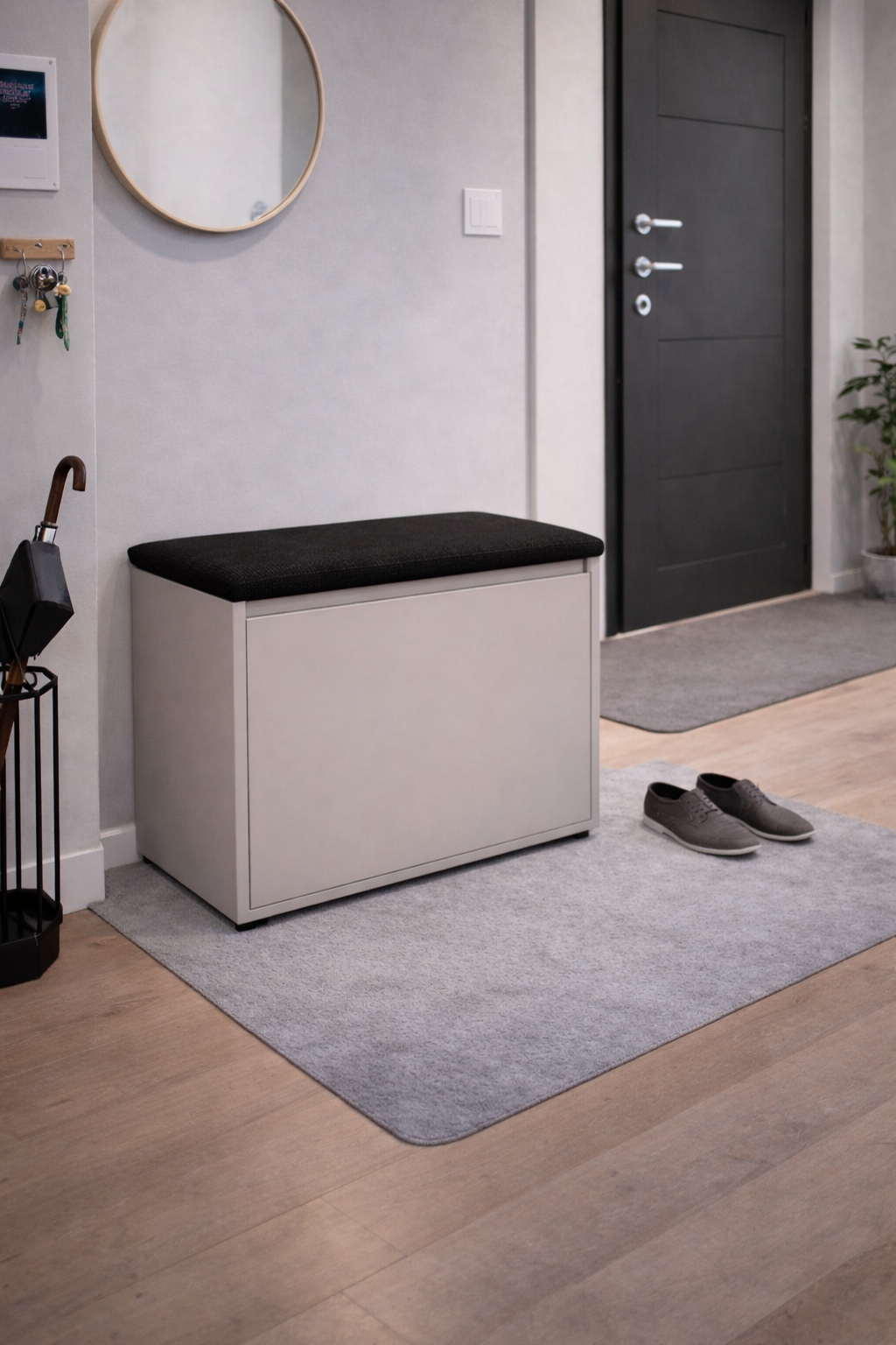 Szafka na buty z siedziskiem i schowkiem Kaszmir do przedpokoju Lumo