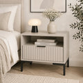 Szafka Nocna Kaszmir Czarne Nogi Ryflowana z Szufladą 42cm Milo Furniture