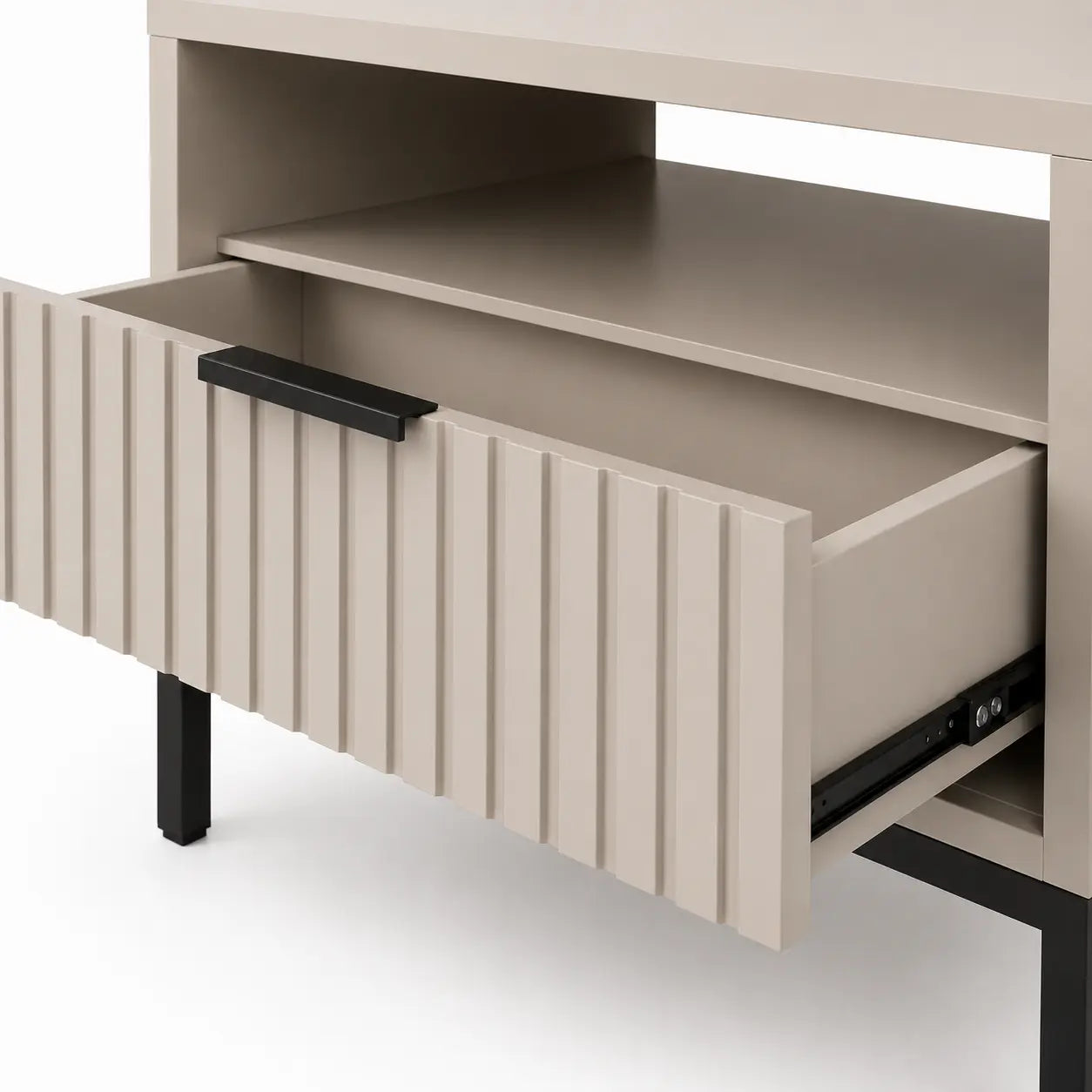 Szafka Nocna Kaszmir Czarne Nogi Ryflowana z Szufladą 42cm Milo Furniture
