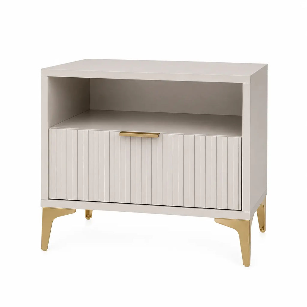Szafka Nocna Kaszmir Złote Nogi Ryflowana z Szufladą 42cm Milo Furniture