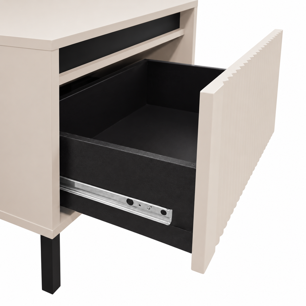 Szafka Nocna OSAKA 52cm Beż Piaskowy – Ryflowana z Szufladą