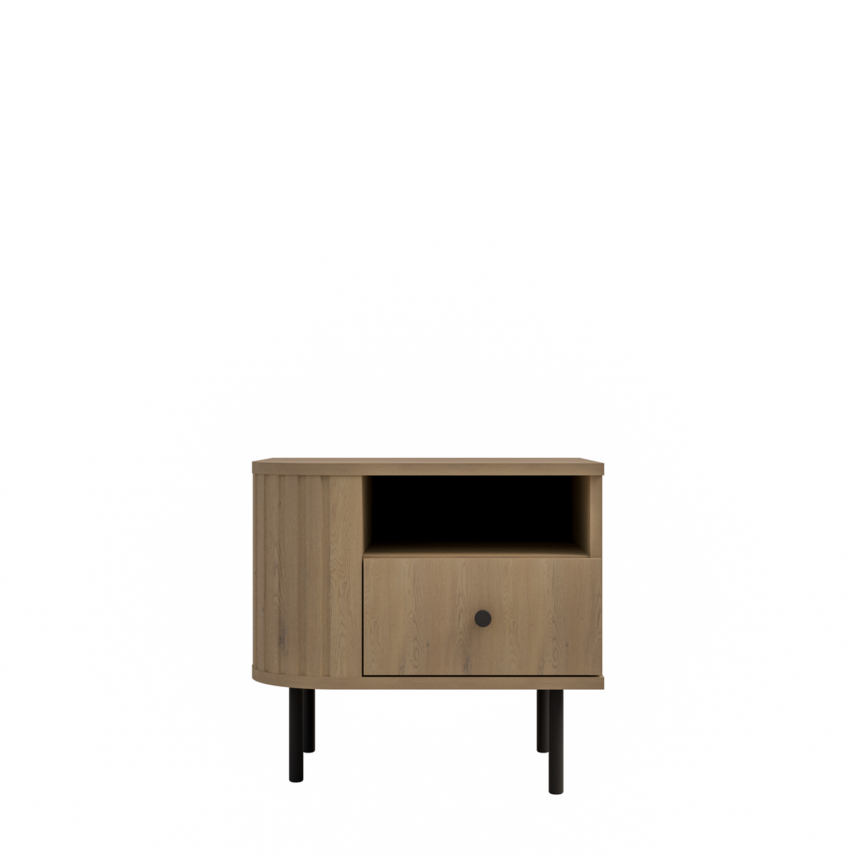 Szafka Nocna OVALIO 59cm Dąb Cremona – Ryflowana z Szufladą, Prawa/Lewa