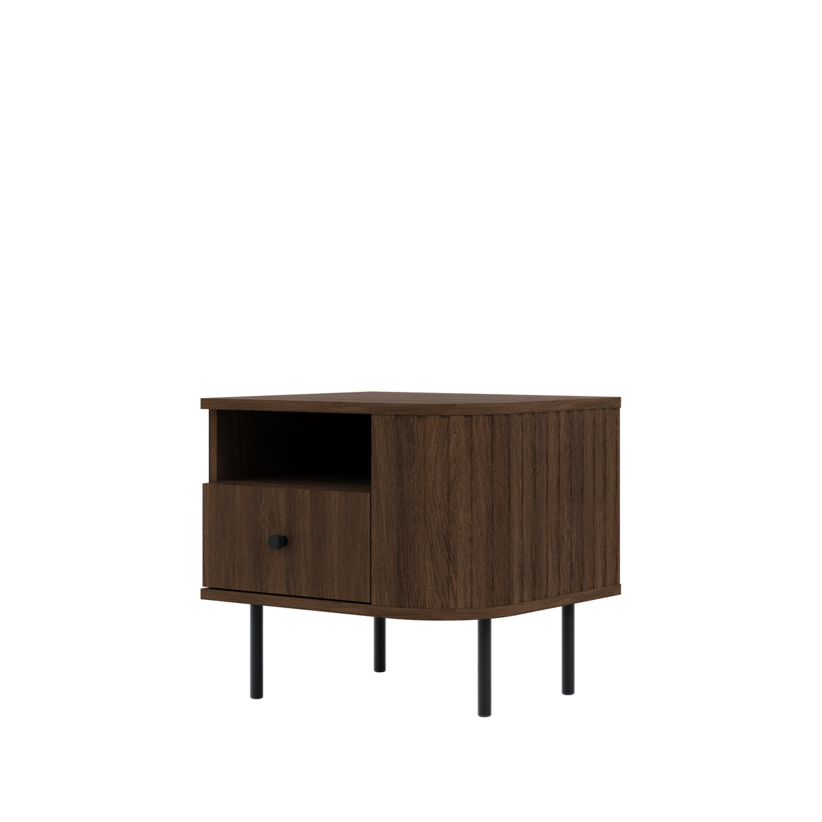 Szafka Nocna OVALIO 59cm Dąb Dunin – Ryflowana z Szufladą, Prawa/Lewa