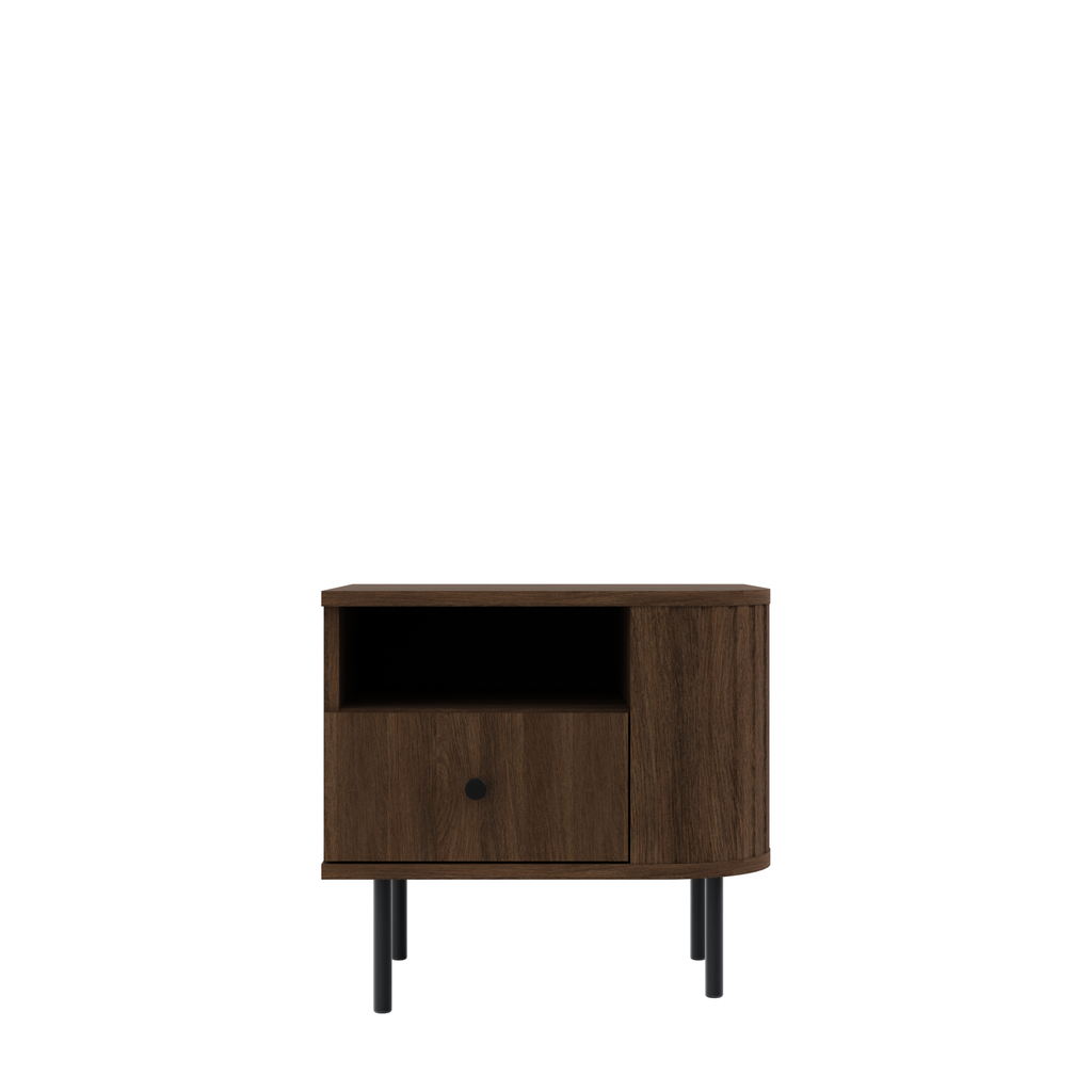 Szafka Nocna OVALIO 59cm Dąb Dunin – Ryflowana z Szufladą, Prawa/Lewa