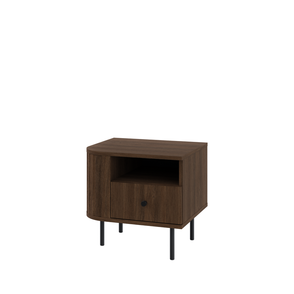 Szafka Nocna OVALIO 59cm Dąb Dunin – Ryflowana z Szufladą, Prawa/Lewa